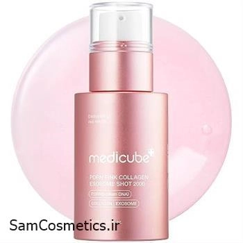 سرم صورتی ضد پیری اگزوزوم شات 2000 PDRN و کلاژن مدی کیوب | Medicube حجم 30 میل